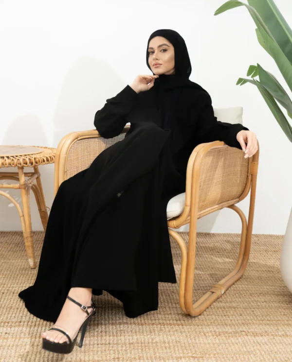 Evening Serenade Abaya, Black Fashion Abaya, Sophisticated Evening Abaya, Modest Luxury Wear