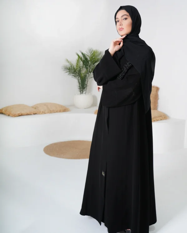 Midnight Majesty Abaya, Black Abaya, Elegant Black Abaya, Formal Black Abaya