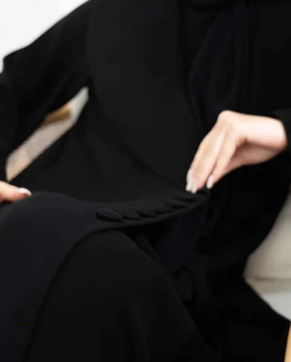 Evening Serenade Abaya, Black Fashion Abaya, Sophisticated Evening Abaya, Modest Luxury Wear