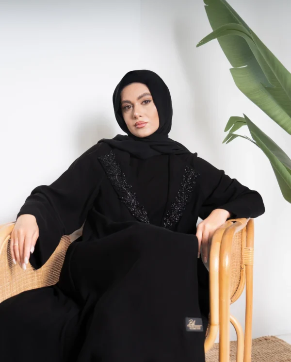 Midnight Majesty Abaya, Black Abaya, Elegant Black Abaya, Formal Black Abaya