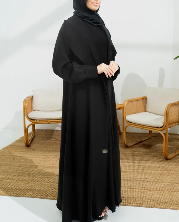 Evening Serenade Abaya, Black Fashion Abaya, Sophisticated Evening Abaya, Modest Luxury Wear